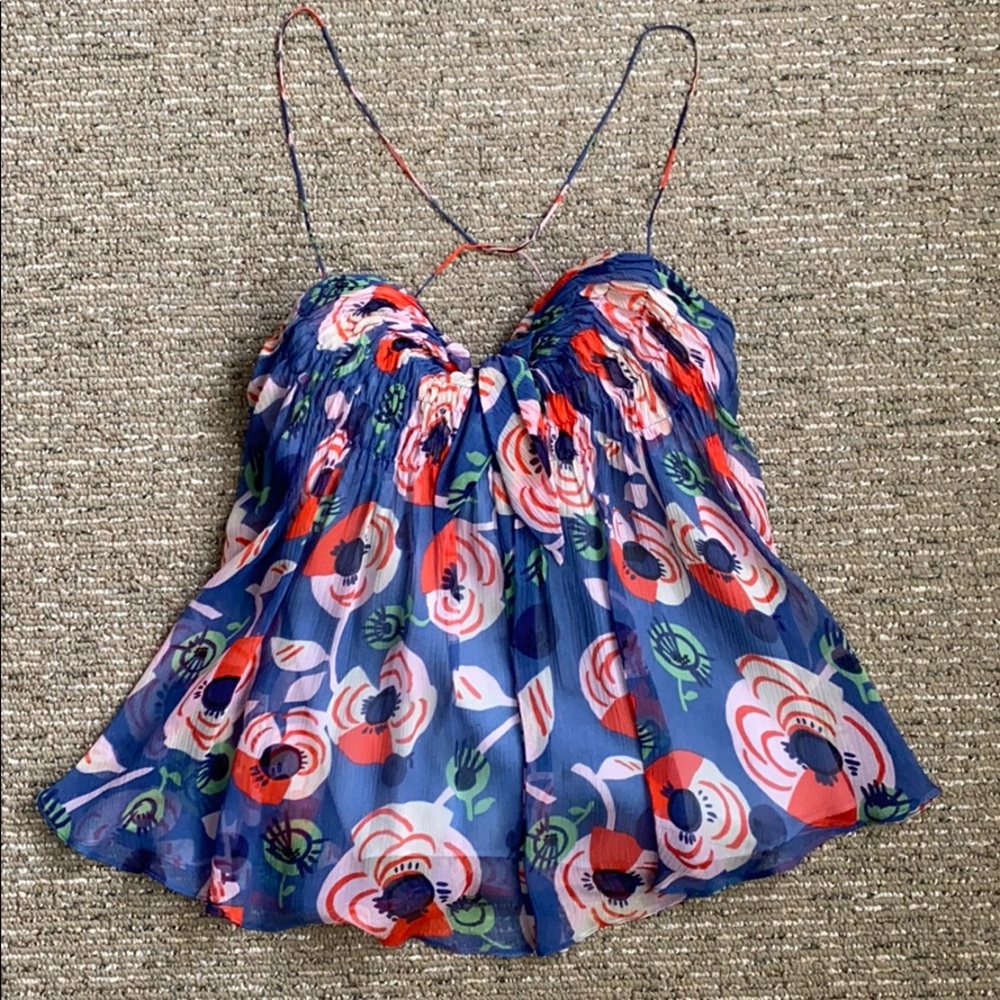 Floral silk tank